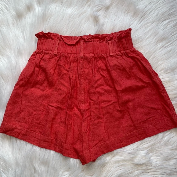 American Eagle red orange linen shorts women’s xs flowy paperbag high waisted XS - Picture 3 of 3